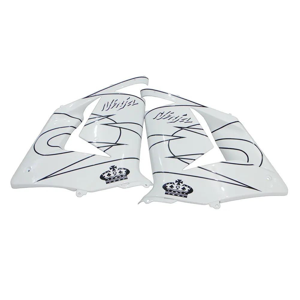 Kawasaki ZX-10R 2004-2005 White Crown side fairing panels with logos