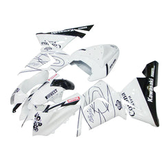 Kawasaki ZX-10R 2004-2005 White Crown fairing kit side layout with logos-image 3