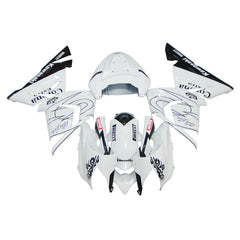 Kawasaki ZX-10R 2004-2005 White Crown full fairing kit front layout with logos