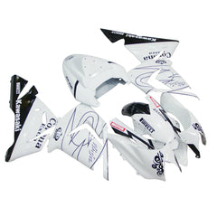 Kawasaki ZX-10R 2004-2005 White Crown fairing kit side layout with logos-image 2