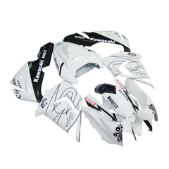 Kawasaki ZX-10R 2004-2005 White Crown fairing kit side layout with logos-image 4
