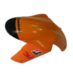 Kawasaki ZX-10R 2004-2005 Orange Black Green Claw Style B fuel tank cover top view with logos