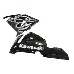 Kawasaki ZX-10R 2004-2005 Black Silver Flame fairing kit side layout with logos-image 2