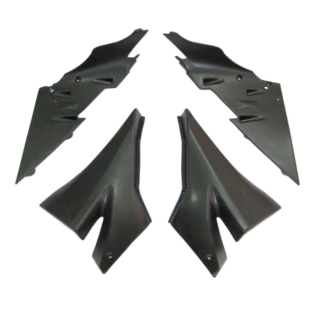 Kawasaki ZX-10R 2004-2005 Black Silver Flame full fairing kit front layout with logos