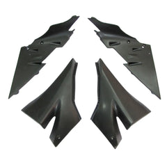 Kawasaki ZX-10R 2004-2005 Black Silver Flame full fairing kit front layout with logos