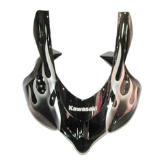 Kawasaki ZX-10R 2004-2005 Black Silver Flame fairing kit side layout with logos-image 3
