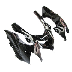 Kawasaki ZX-10R 2004-2005 Black Silver Flame front nose fairing with logos