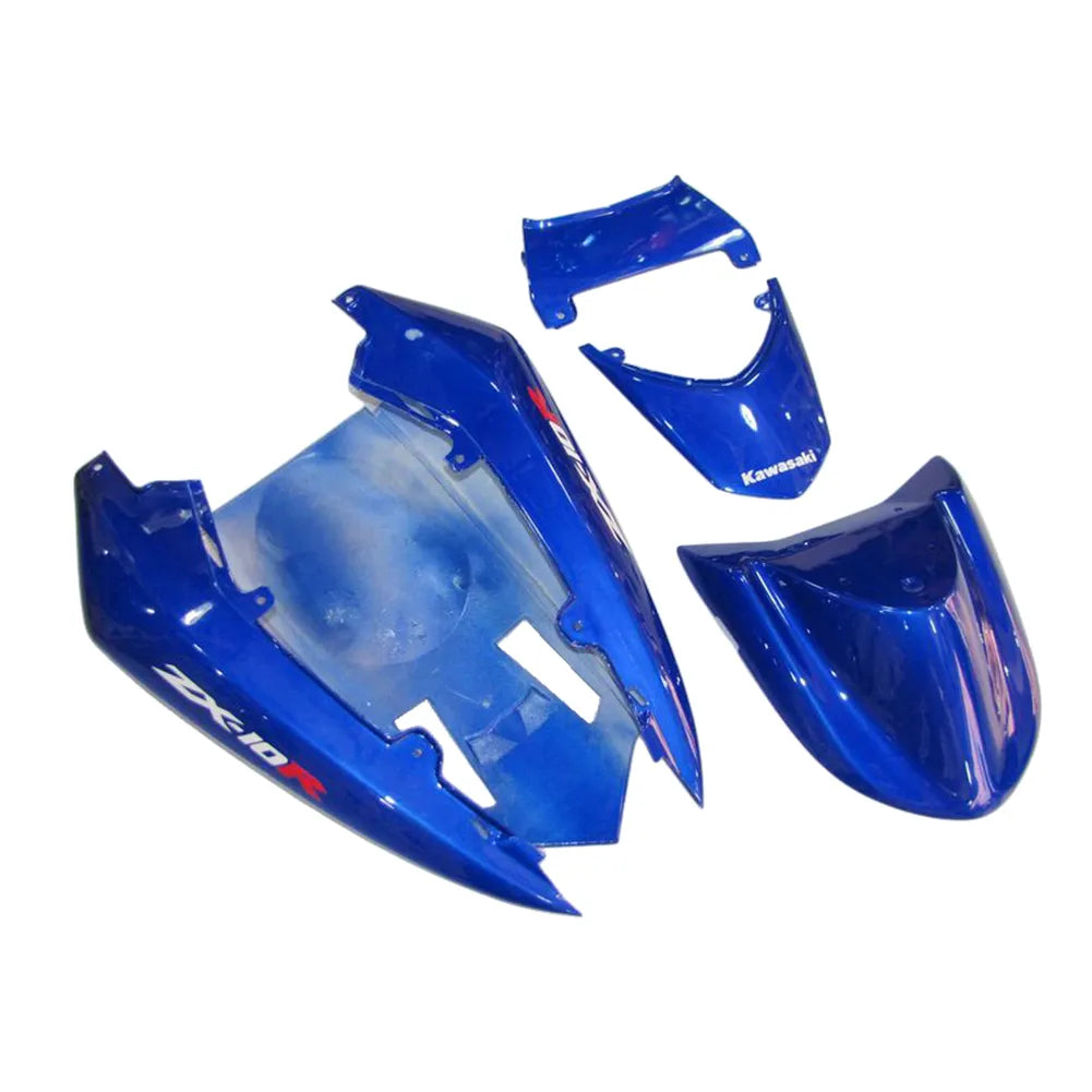 Kawasaki ZX-10R 2004-2005 Blue Silver Flame fuel tank cover with logos