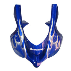 Kawasaki ZX-10R 2004-2005 Blue Silver Flame fairing kit side layout with logos-image 4