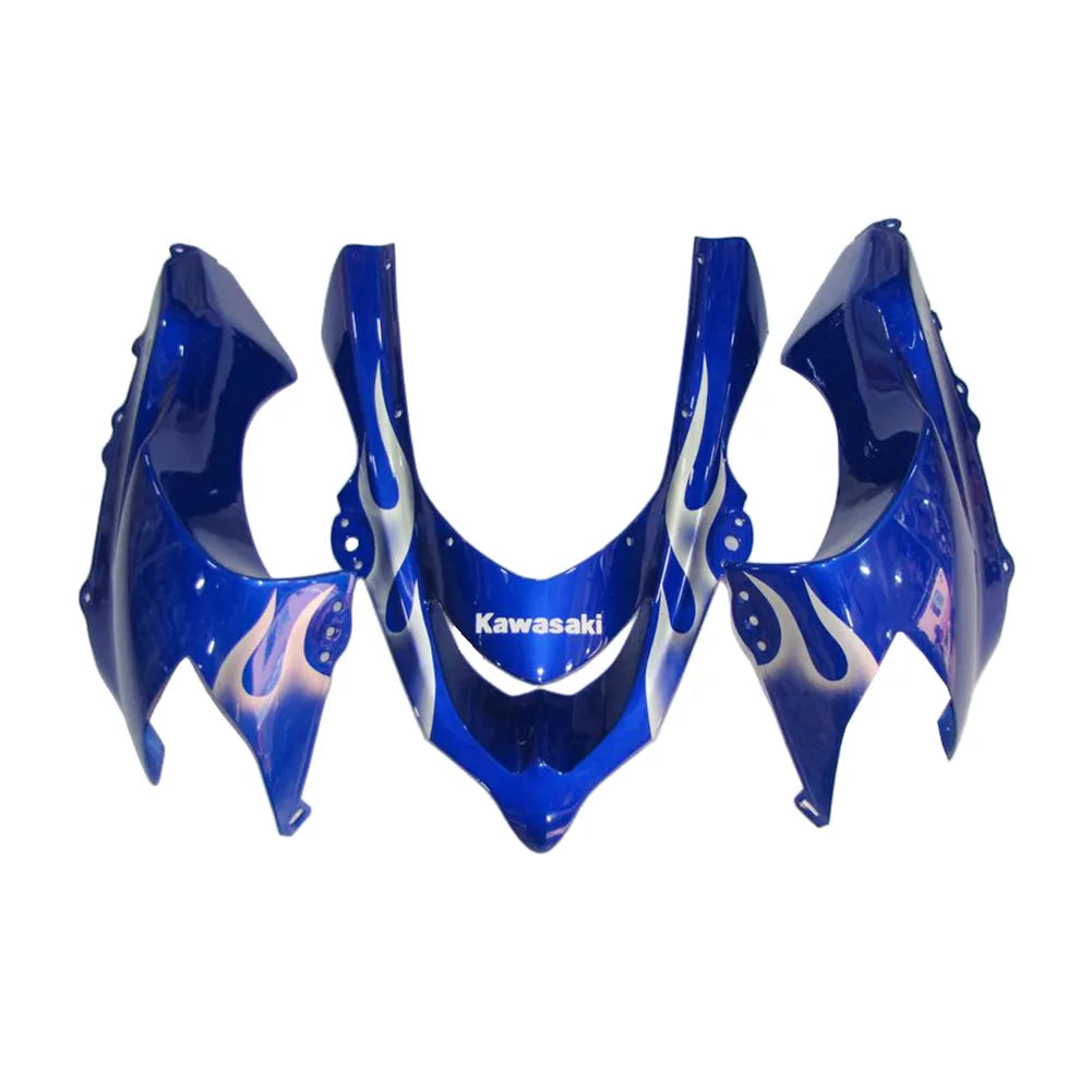 Kawasaki ZX-10R 2004-2005 Blue Silver Flame left lower side fairing panel with logos