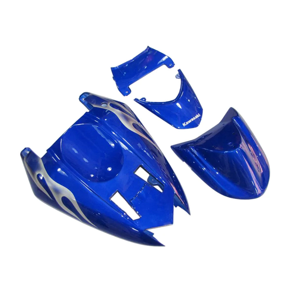 Kawasaki ZX-10R 2004-2005 Blue Silver Flame front nose fairing with logos