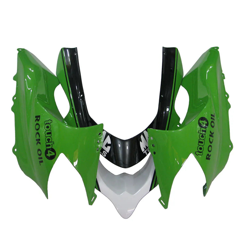 Kawasaki ZX-10R 2004-2005 Green Black White front fender top view with logos
