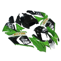 Kawasaki ZX-10R 2004-2005 Green Black White fairing kit side layout with logos-image 3