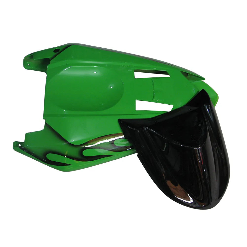 Kawasaki ZX-10R 2004-2005 Green Black Flame fuel tank cover with logos