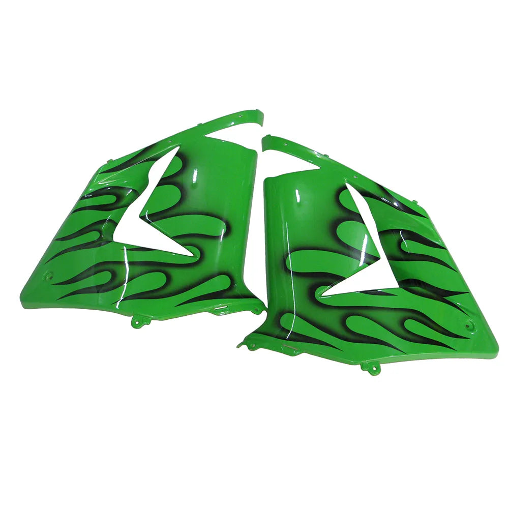 Kawasaki ZX-10R 2004-2005 Green Black Flame front fender side view with logos