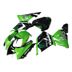 Kawasaki ZX-10R 2004-2005 Green Black Green Claw Style A fairing kit side layout with logos-image 2