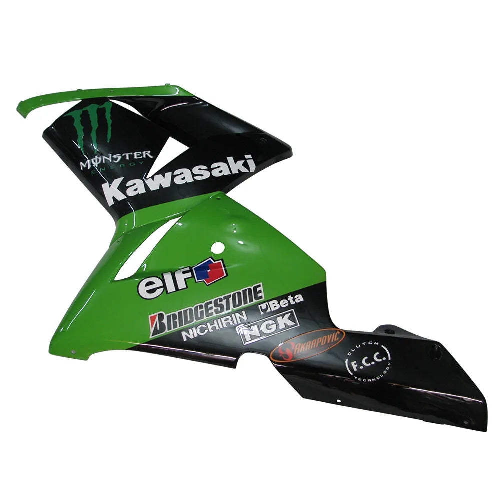 Kawasaki ZX-10R 2004-2005 Green Black Green Claw Style A fairing kit side layout with logos-image 3