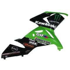 Kawasaki ZX-10R 2004-2005 Green Black Green Claw Style A full fairing kit component layout with logos