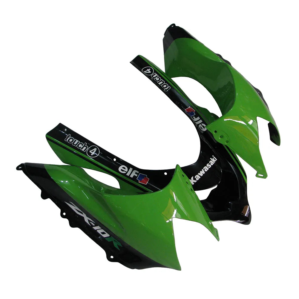 Kawasaki ZX-10R 2004-2005 Green Black Green Claw Style A fairing kit side layout with logos-image 4