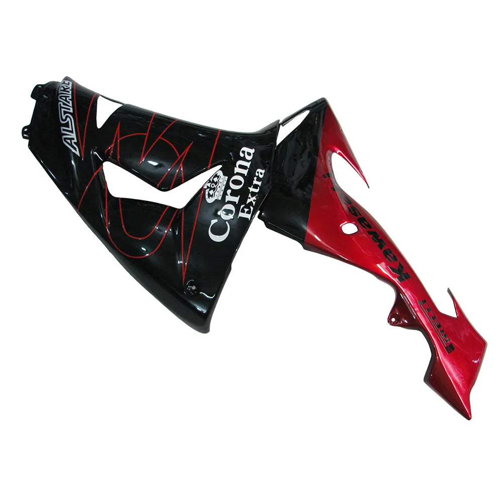 Kawasaki ZX-10R 2006-2007 Pearl Red Crown full fairing kit front layout with logos