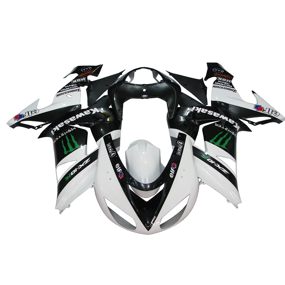 Kawasaki ZX-10R 2006-2007 White Black Green Claw left side fairing panel with logos