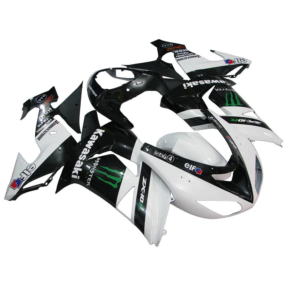 Kawasaki ZX-10R 2006-2007 White Black Green Claw right side fairing panel with logos