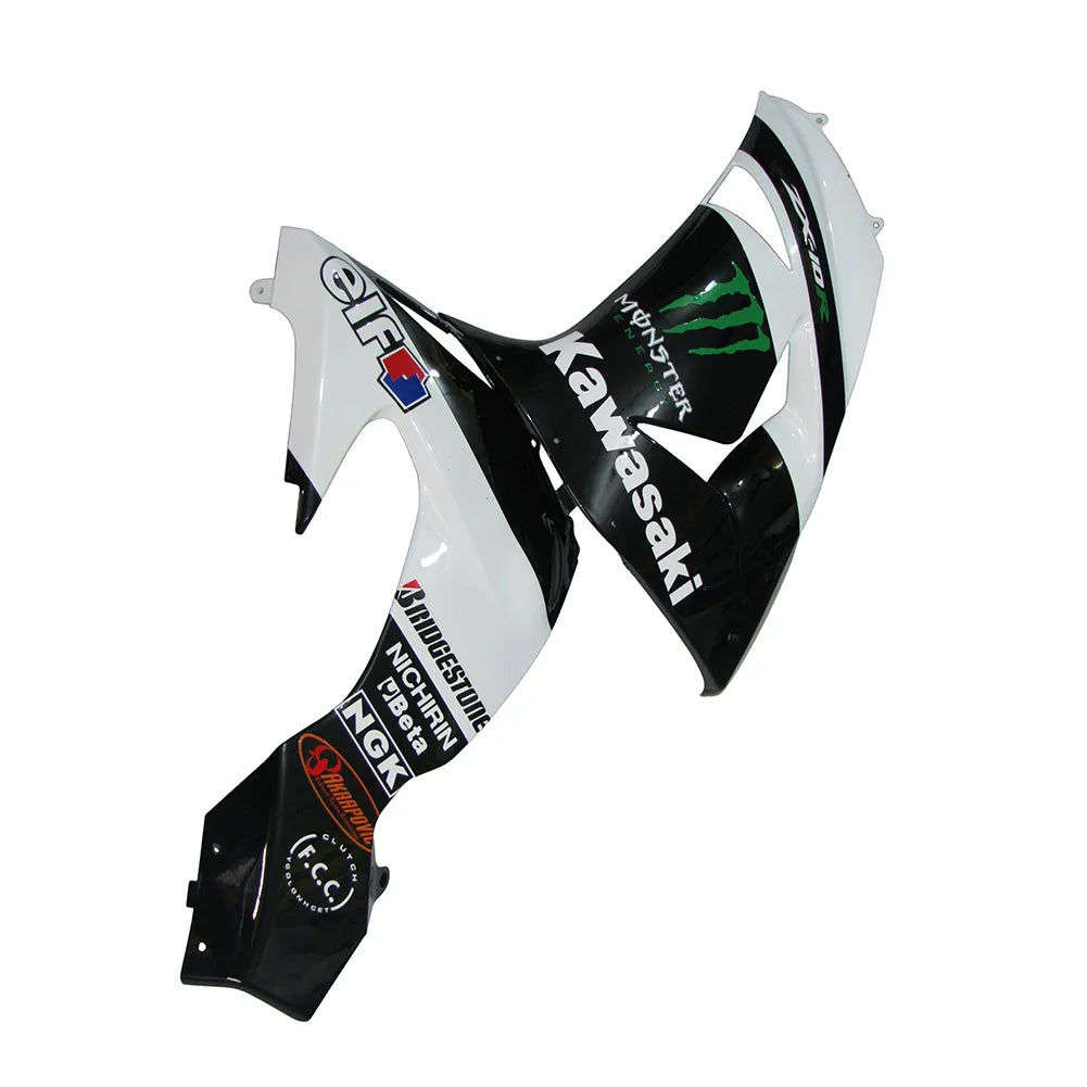 Kawasaki ZX-10R 2006-2007 White Black Green Claw front nose fairing with logos