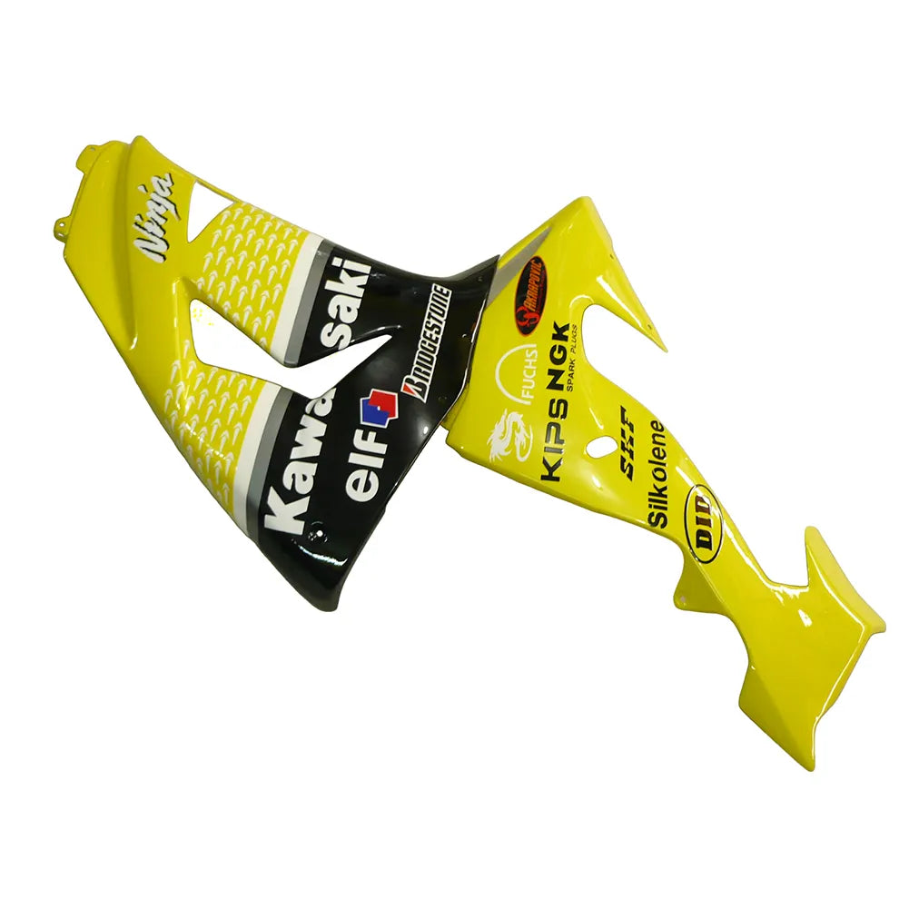 Kawasaki ZX-10R 2006-2007 Yellow Black White Raindrop fairing component detail with logos-image 2