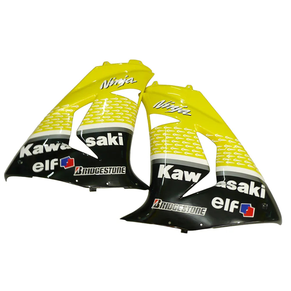 Kawasaki ZX-10R 2006-2007 Yellow Black White Raindrop fairing component detail with logos-image 3