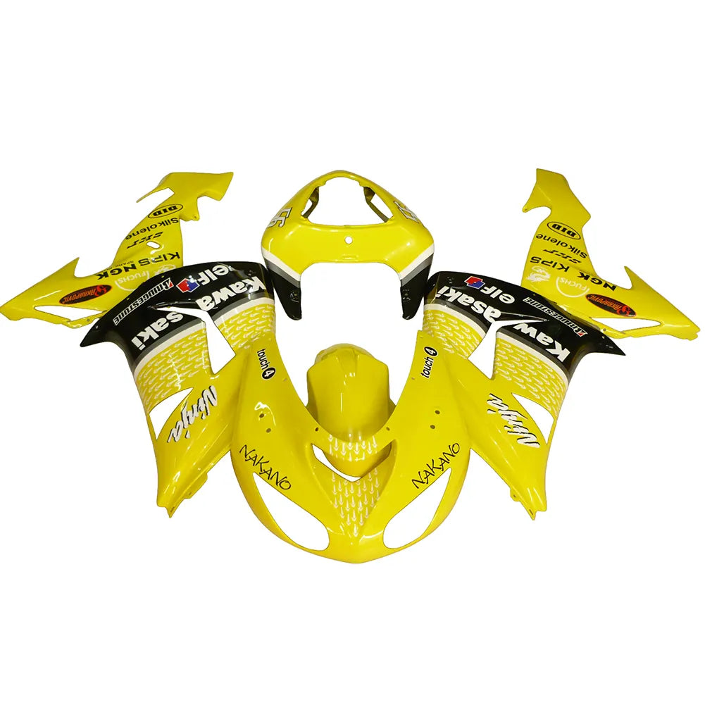 Kawasaki ZX-10R 2006-2007 Yellow Black White Raindrop left side fairing panel with logos