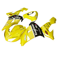 Kawasaki ZX-10R 2006-2007 Yellow Black White Raindrop right side fairing panel with logos