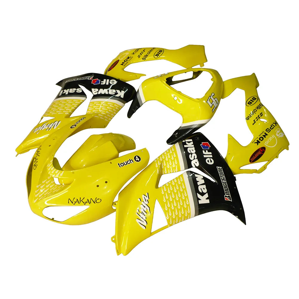 Kawasaki ZX-10R 2006-2007 Yellow Black White Raindrop front nose fairing with logos
