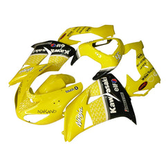 Kawasaki ZX-10R 2006-2007 Yellow Black White Raindrop front nose fairing with logos
