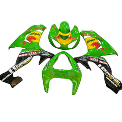 Kawasaki ZX-10R 2006-2007 Green Yellow Red Bull Edition full fairing kit component layout with logos