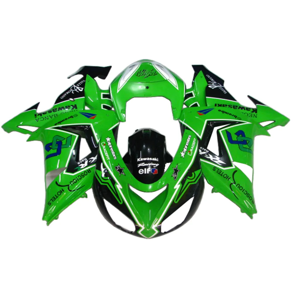 Kawasaki ZX-10R 2006-2007 Green Black Style A left side fairing panel with logos