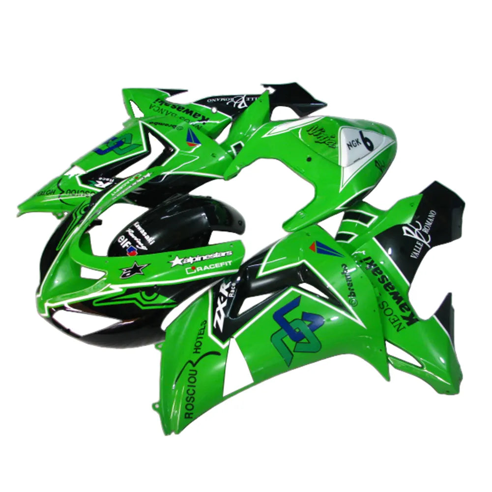 Kawasaki ZX-10R 2006-2007 Green Black Style A right side fairing panel with logos