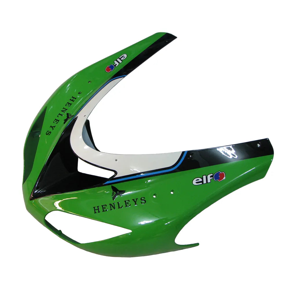 Kawasaki ZX-10R 2006-2007 Green Black Style B fairing component detail with logos-image 3