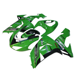 Kawasaki ZX-10R 2006-2007 Green Black Style B left side fairing panel with logos