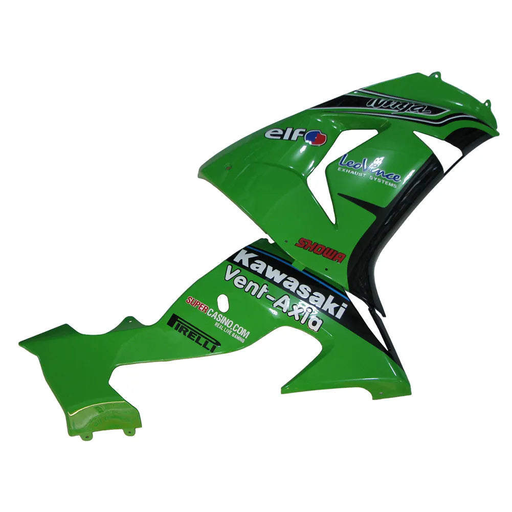Kawasaki ZX-10R 2006-2007 Green Black Style B tail fairing with logos