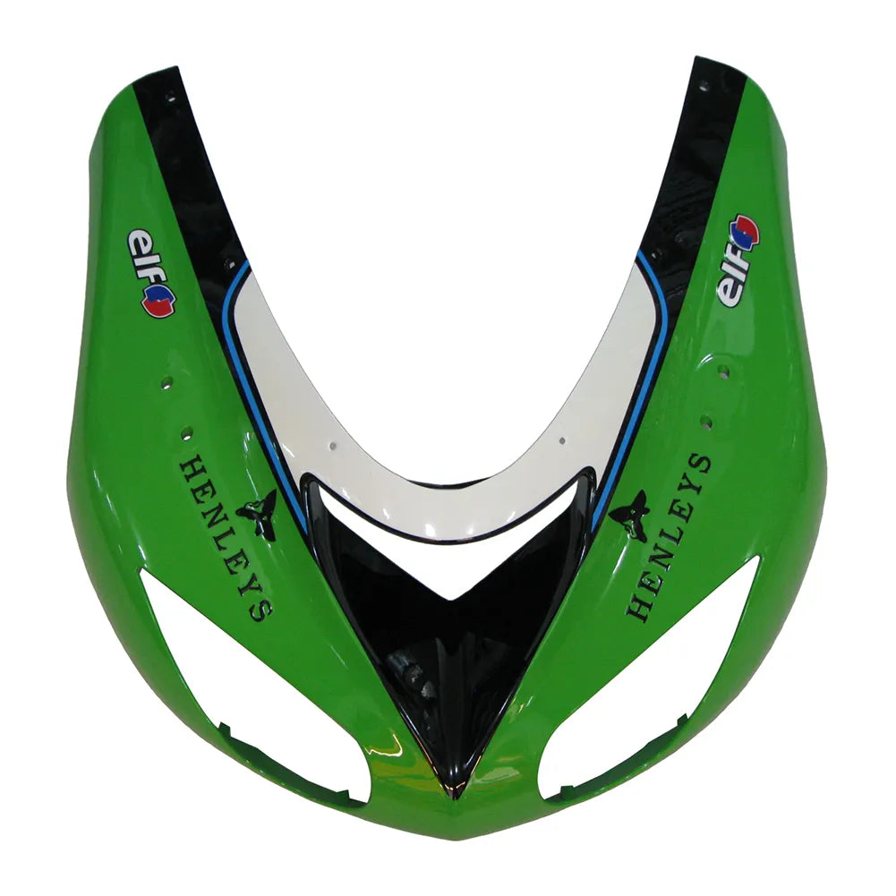 Kawasaki ZX-10R 2006-2007 Green Black Style B fairing component detail with logos-image 1