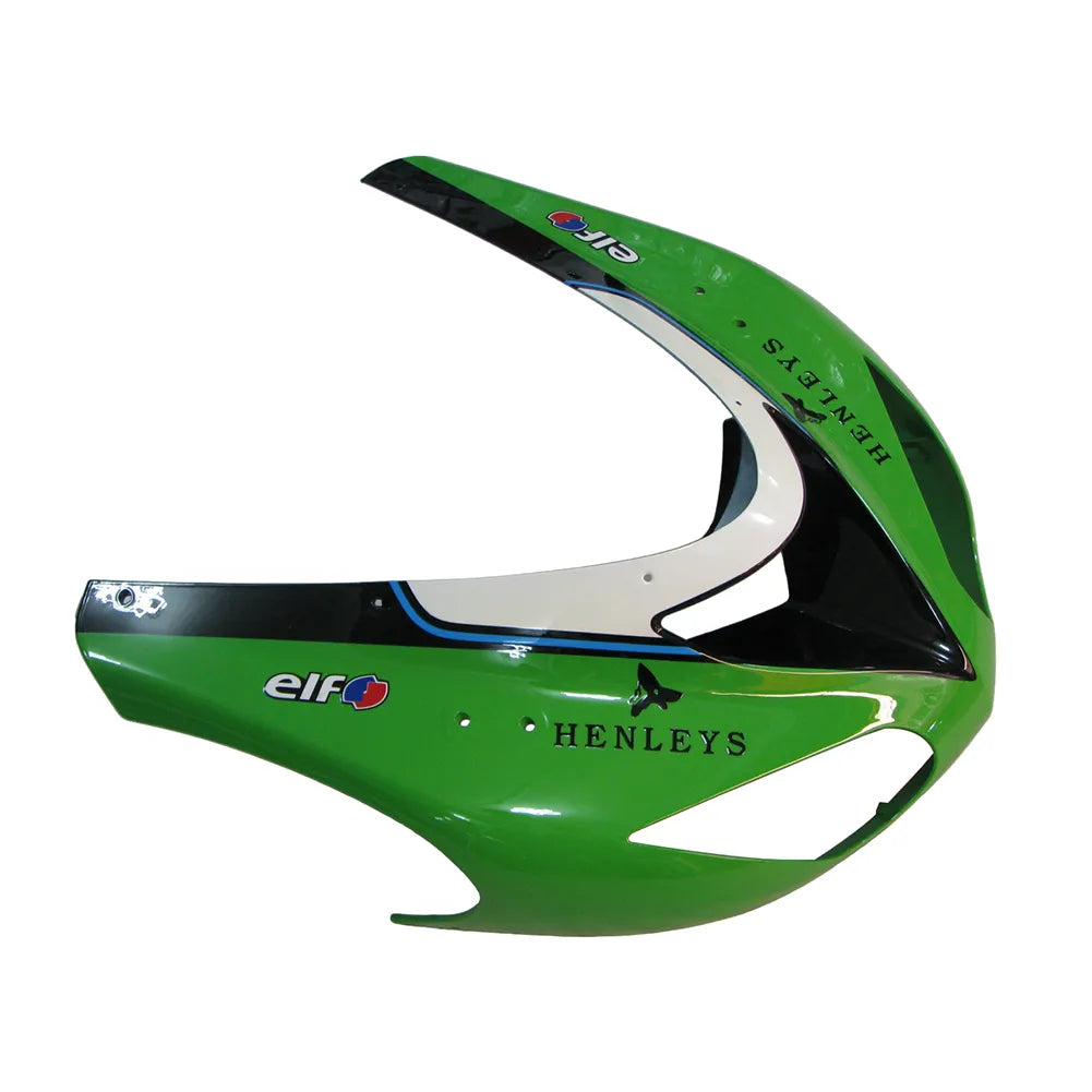 Kawasaki ZX-10R 2006-2007 Green Black Style B fairing component detail with logos-image 2