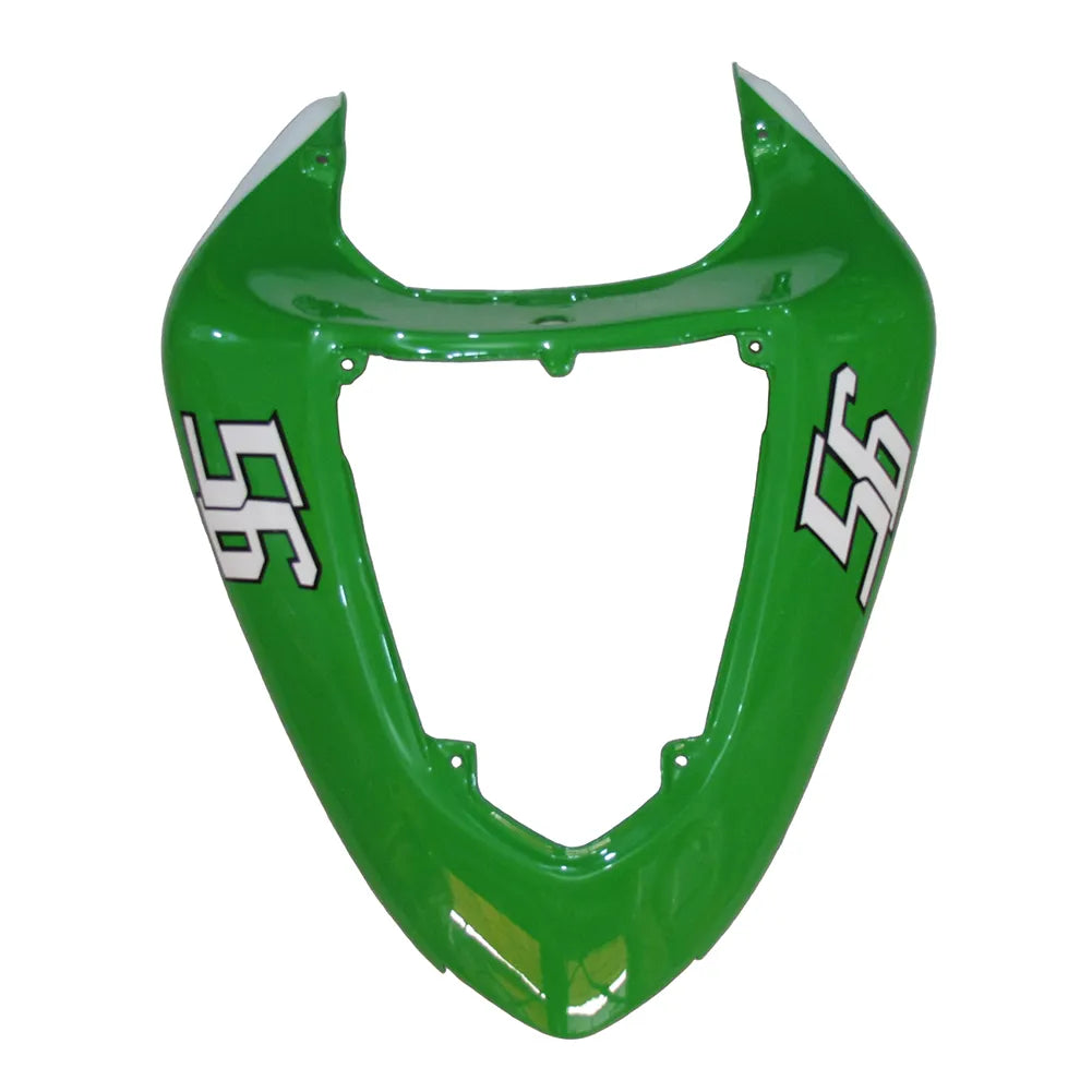 Kawasaki ZX-10R 2006-2007 Green Black White Raindrop fairing component detail with logos-image 5