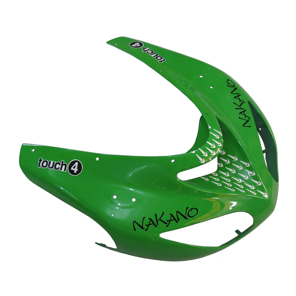 Kawasaki ZX-10R 2006-2007 Green Black White Raindrop fairing component detail with logos-image 1