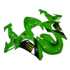 Kawasaki ZX-10R 2006-2007 Green Black Yellow Claw full fairing kit front layout with logos