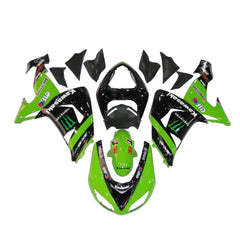 Kawasaki ZX-10R 2006-2007 Green Black Green Claw full fairing kit component layout with logos