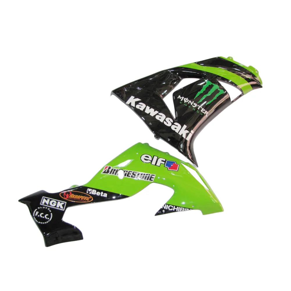 Kawasaki ZX-10R 2006-2007 Green Black Green Claw right side fairing panel with logos