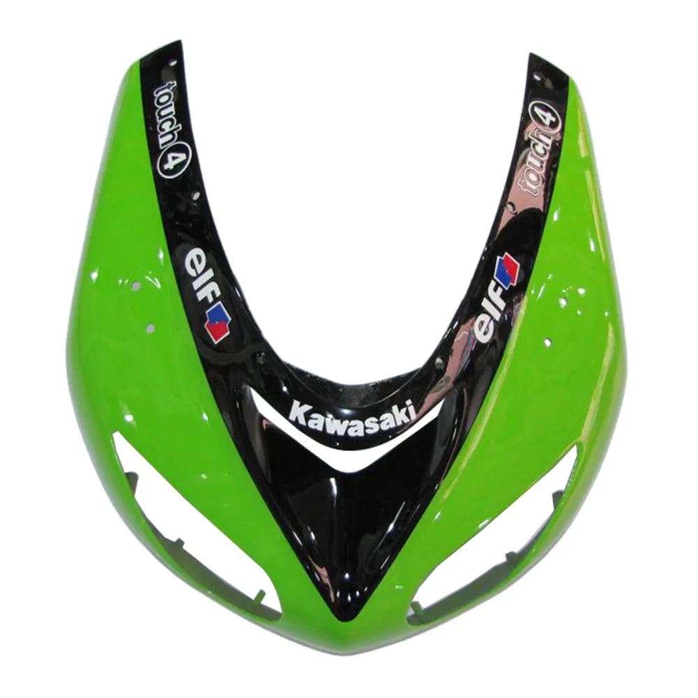 Kawasaki ZX-10R 2006-2007 Green Black Green Claw full fairing kit front layout with logos