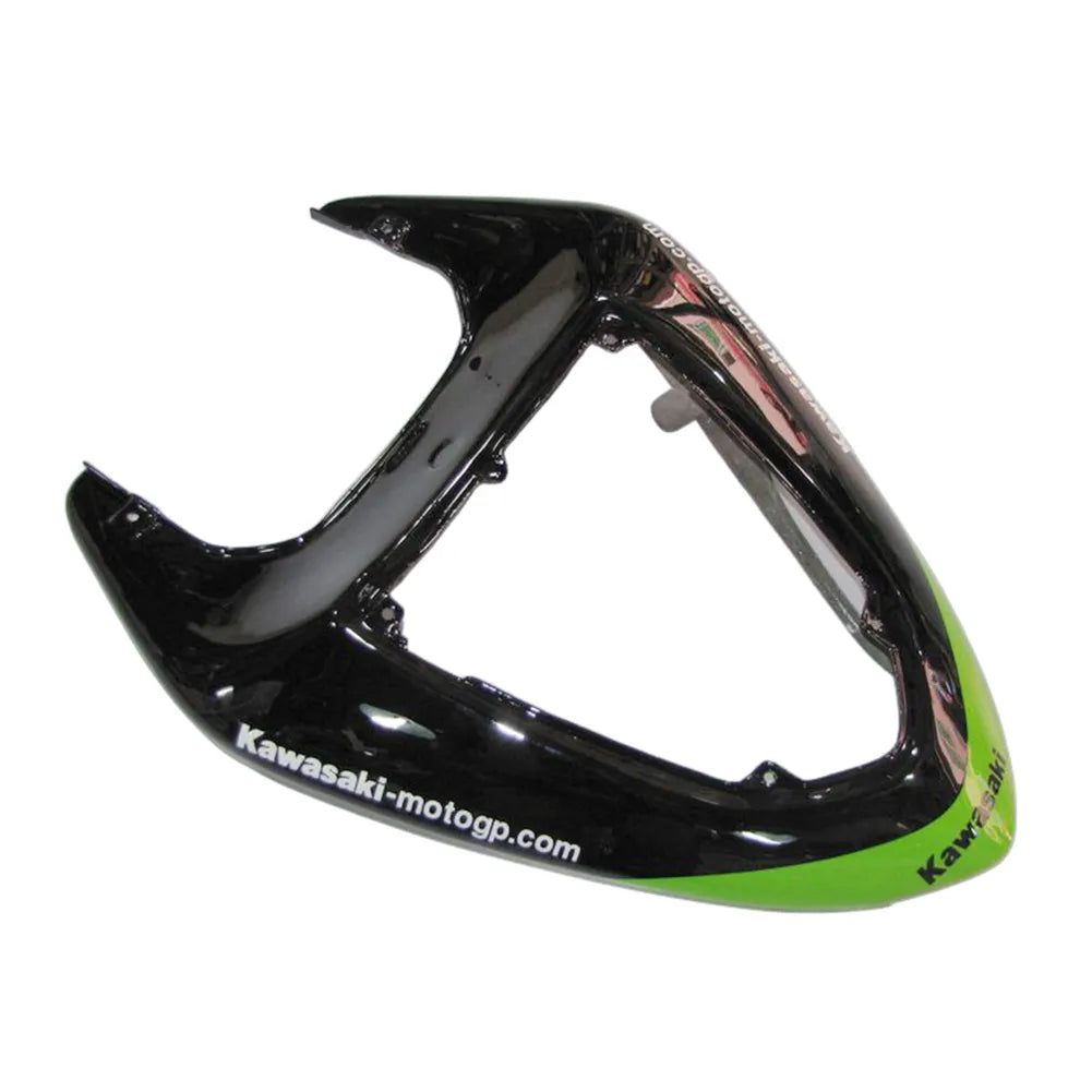 Kawasaki ZX-10R 2006-2007 Green Black Green Claw fairing component detail with logos