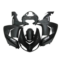 Kawasaki ZX-10R 2006-2007 Matte Black full fairing kit component layout with logos