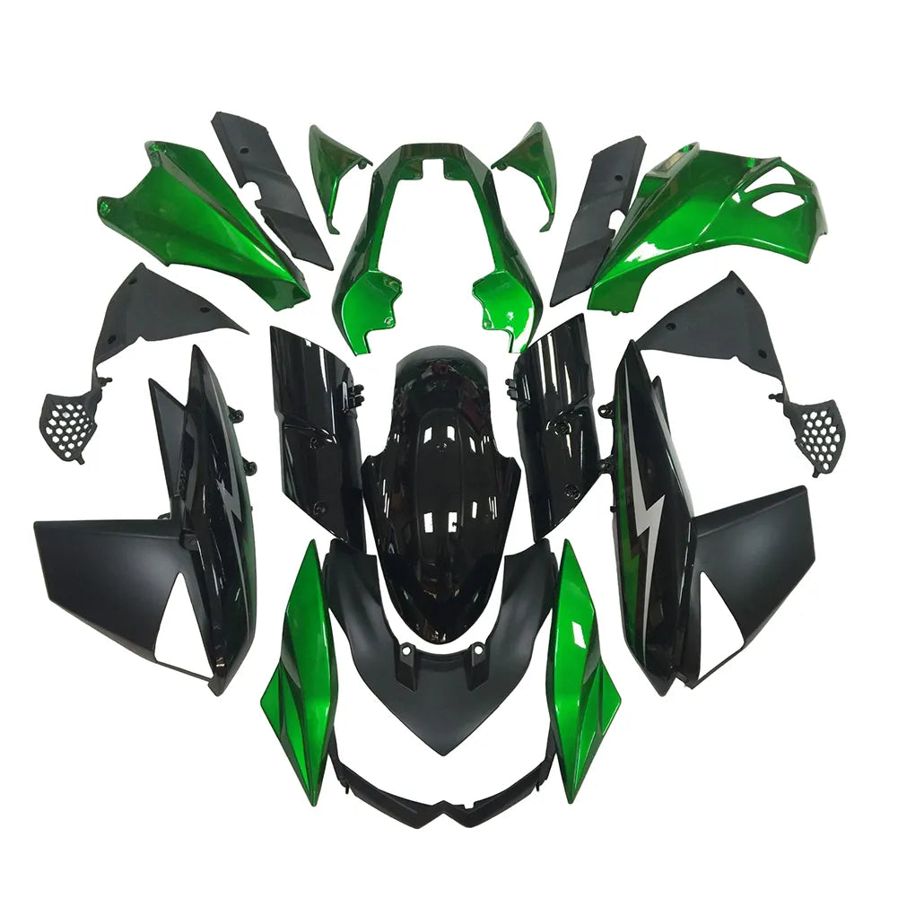 Kawasaki Z1000 2010-2013 Green and Black without Logos full fairing kit set view